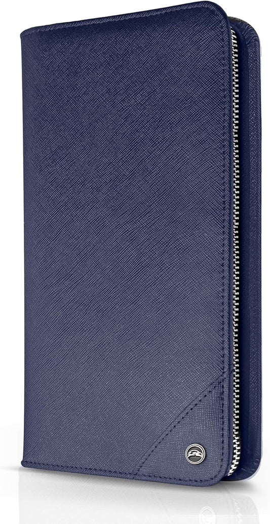 Family 4 Passport Holder - Travel Wallet RFID Blocking, Document Organizer, Essentials Plane Accessory Cover for Women Men (Blue)