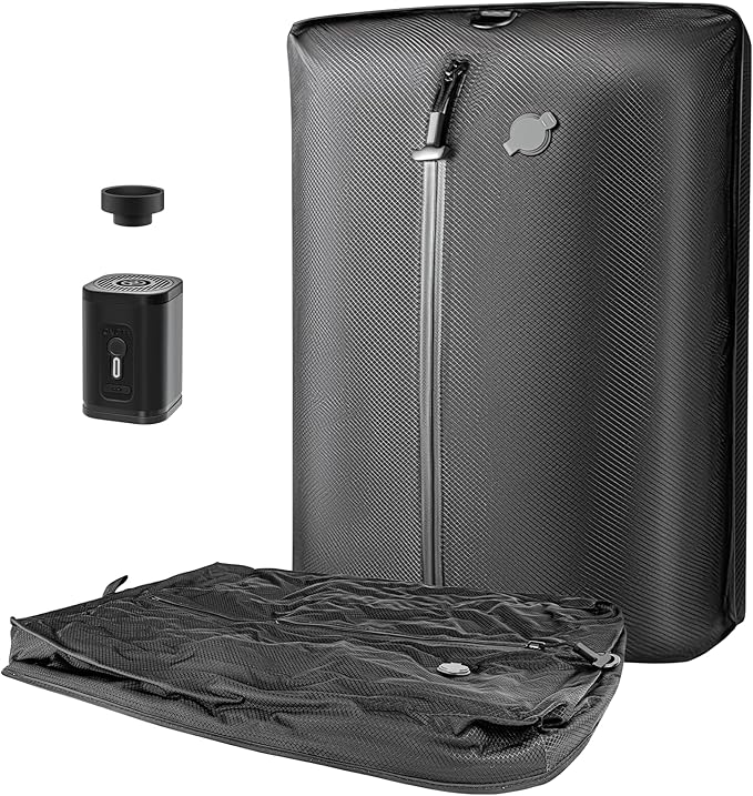 Luvan Travel Vacuum Bags for Luggage with Wireless Pump, Reusable Space Saver 33L Compression Clothing Packing Storage Organizer Cube for Carry On Suitcases and Backpack, IP67 Waterproof (1PC+1 Pump)