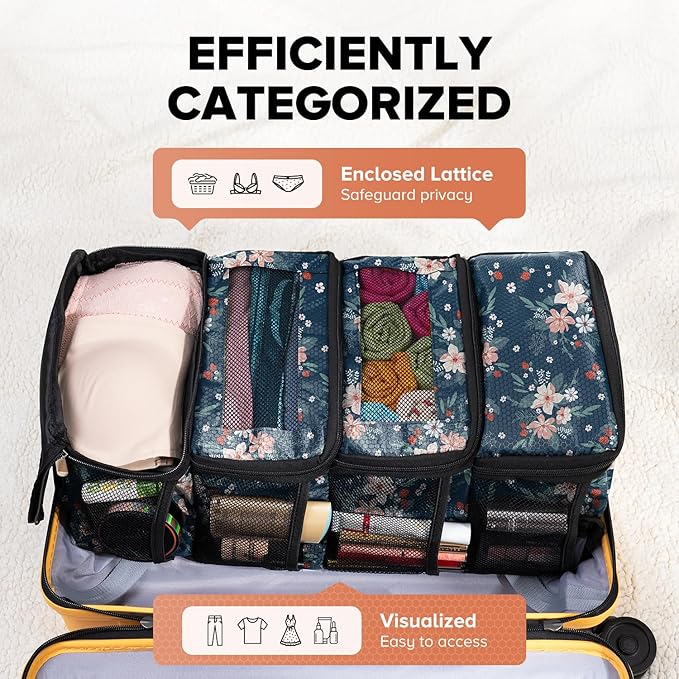 Suitcase Organizer, Travel Luggage Organizer Hanging Shelves Packing Cube Closet/Collapsible Portable Travel Organizer for Carry-on