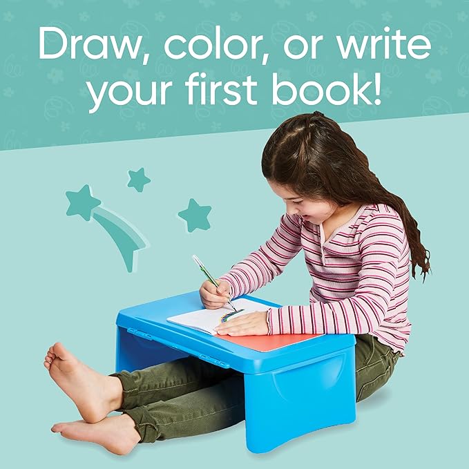 HearthSong Foldable Lap Desk for Kids with Storage - Ideal Floor Desk for Drawing, Studying, Portable Folding Travel Lap Table, Versatile Bed Desk & Lap Tray, Blue