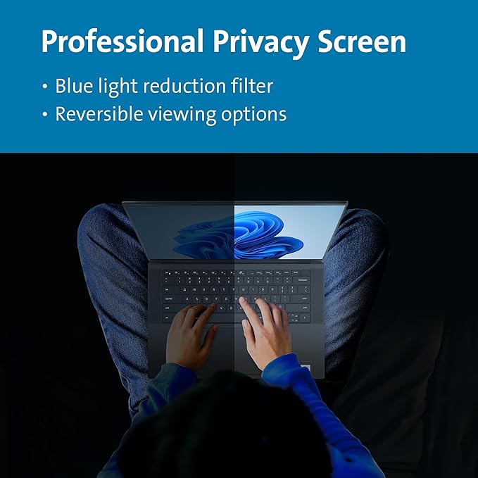 Kensington MagPro™ Magnetic Laptop Privacy Screen 15.6 inch, Removable 16:10 Laptop Privacy Filter Shield, Anti-Glare, Blue Ray Reduction, Compatible with HP/Dell/Acer/Asus/Lenovo (K55255WW)