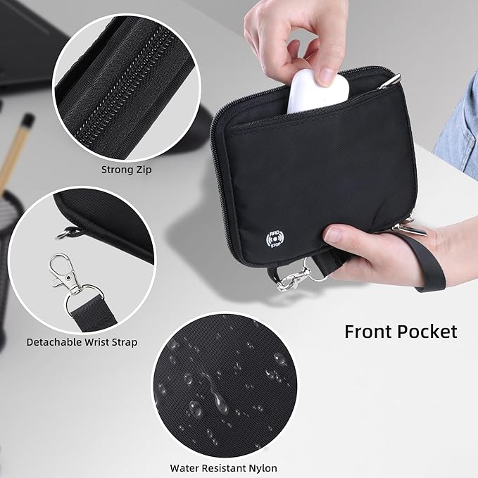 WALNEW Passport Holder Family for 4, RFID Blocking Travel Wallet Women Men, Lightweight Zipper Document Organizer Pouch Bag Credit Cards Case Cover for Travelling, Black