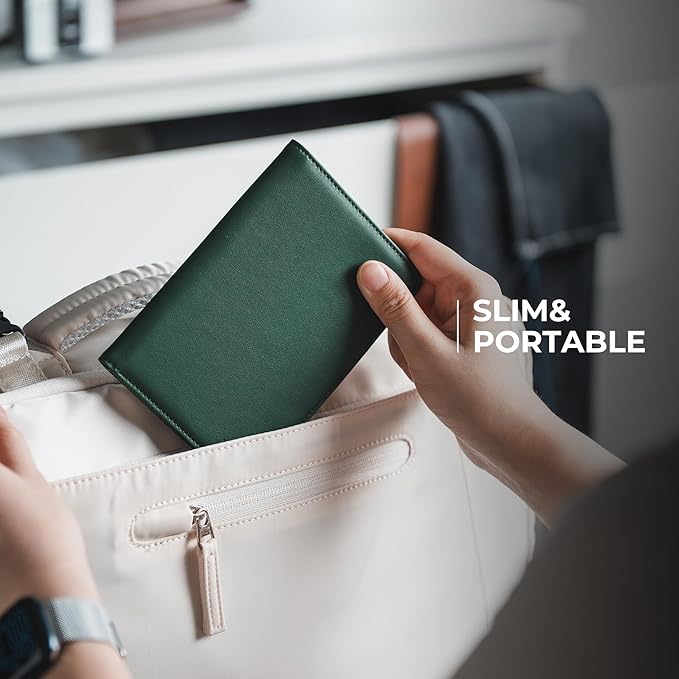 VULKIT Passport Holder with Airtag Slot, Premium Nappa Leather, RFID Blocking Airtag Passport Wallet