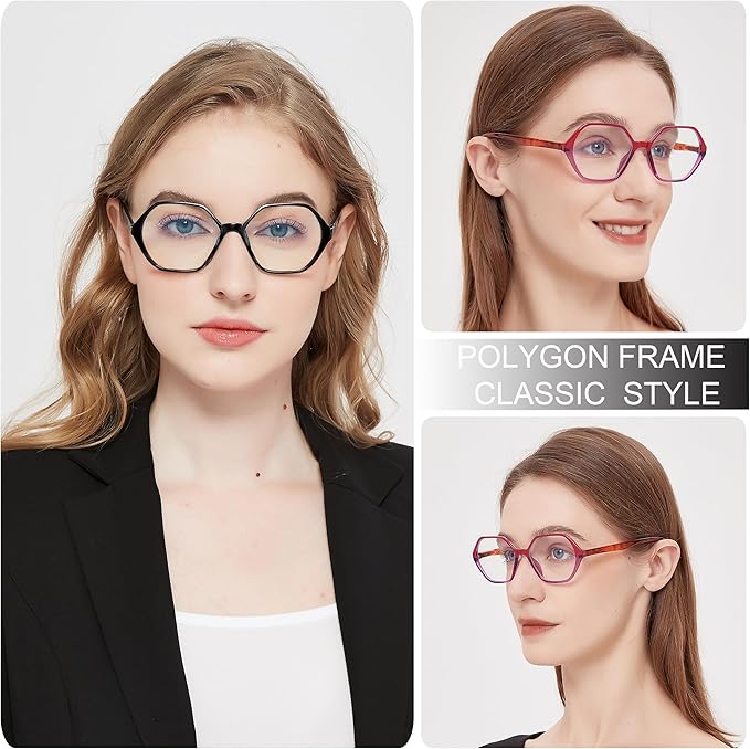 EYEURL Reading Glasses for Women 4-Pack Blue Light Blocking Reading Glasses Vintage Design Diamond-Shaped Frame Spring Hinge Readers Anti Glare Filter Lightweight Eyeglasses,1.25