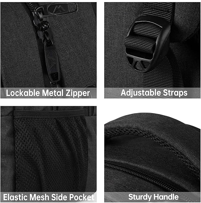 Large Travel Laptop Backpack, Business Anti Theft Slim Sturdy 18 Inch Laptop Backpack with USB Charging Port, Waterproof College Computer Bag Gift for Mens & Women Backpack, Black