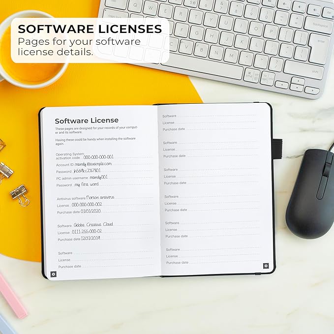 Clever Fox Password Book – Alphabetized Internet Address & Password Organizer – Computer & Website Password Keeper Notebook – Log-In Password Journal - Medium, A5, 8.3x5.8″, Hardcover (Black)