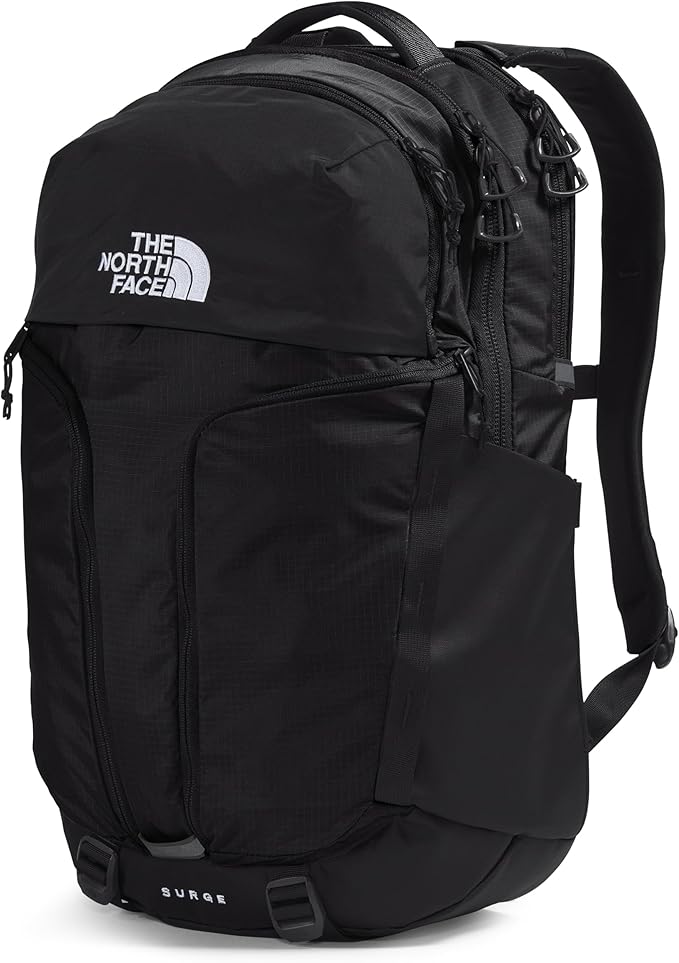 THE NORTH FACE Surge Commuter Laptop Backpack | Daypack with Water Repellent Finish, 16" Laptop Sleeve, Reflective Details, TNF Black/TNF Black-NPF, One Size