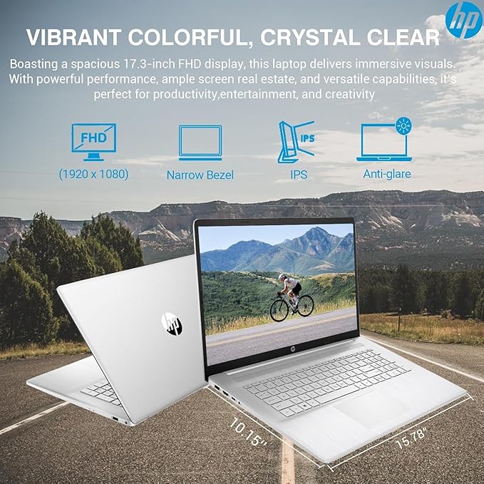 HP 17 Laptop Business, 17.3" FHD IPS Display, 32GB RAM, 1.5TB Storage (1TB SSD + 500GB Ext Drive), 6-Core AMD Ryzen 5 Processor, Lifetime Microsoft Office, Long Battery, MarxsolAccessory, Win 11 Pro