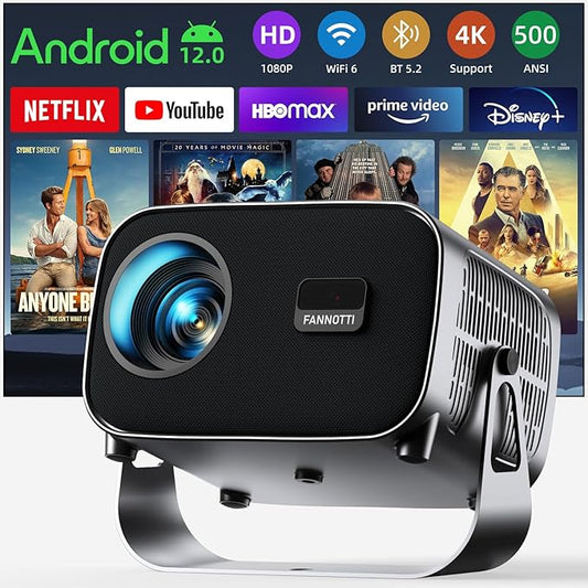 Smart Projector with WIFI and Bluetooth, 800ANSI Native 1080P Portable Projector Built-in Apps, Auto Keystone & Electric Focus Movie Projector for Home Theater, Compatible with IOS/Android/HD