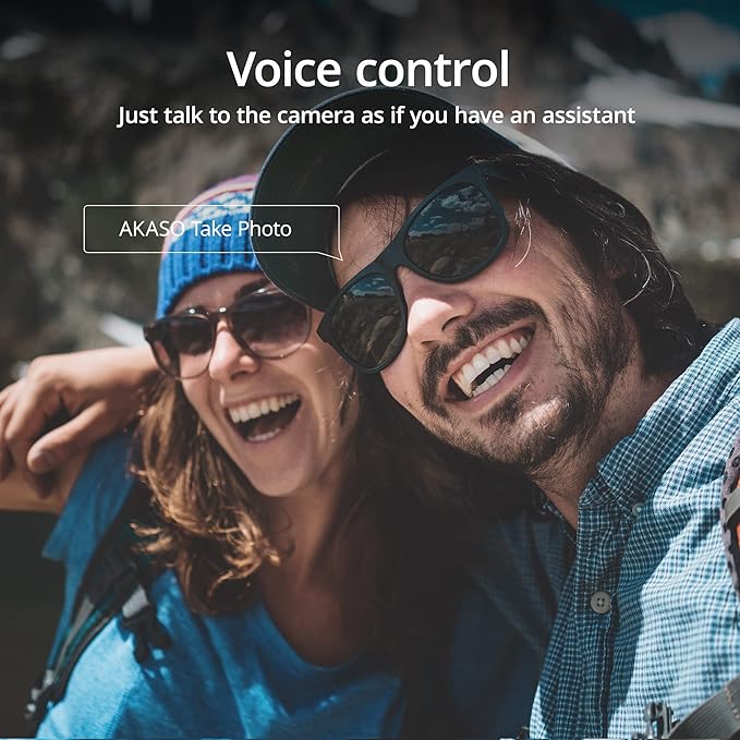 AKASO Brave 7 Action Camera 4K30FPS 20MP with 64GB U3 MicroSDXC Memory Card, Waterproof Camera with Touch Screen IPX8 33FT EIS 2.0 Zoom Support External Mic Voice Control with 2X 1350mAh Batteries