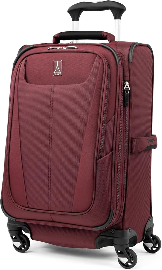 Travelpro Maxlite 5 Softside Expandable Carry on Luggage with 4 Spinner Wheels, Lightweight Suitcase, Men and Women, Burgundy, Carry On 21-Inch