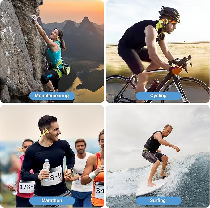 Swimming Headphones, IPX8 Waterproof Bone Conduction Headphones with Built-in MP3, Open Earphones Underwater Swim Earbuds with Bluetooth Sport Headsets for Swimming Pool Running Cycling-Green