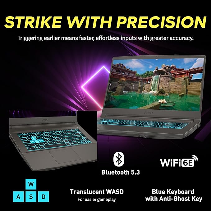msi Thin 15 15.6" FHD 144Hz Gaming Laptop, Intel i5-13420H, NVIDIA GeForce RTX 4050, 64GB DDR4 RAM, 2TB PCIe SSD, Backlit Keyboard, Wi-Fi 6E, HD Camera, Win 11, Gray, 256GB Docking Station Set