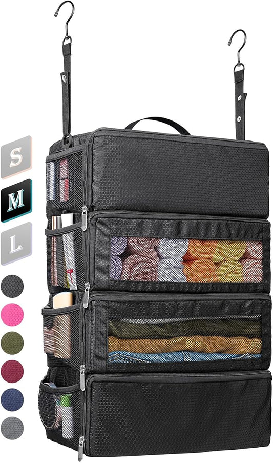 Suitcase Organizer, Travel Luggage Organizer Hanging Shelves Packing Cube Closet/Collapsible Portable Travel Organizer for Carry-on