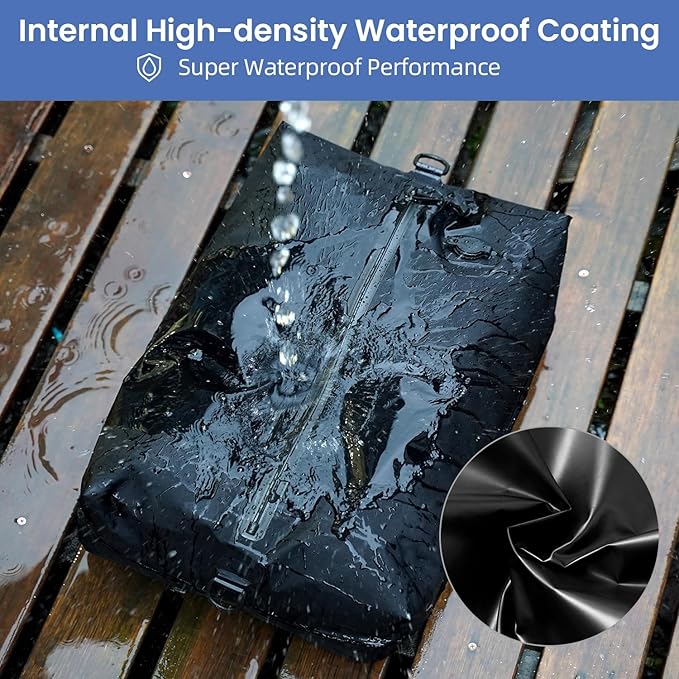 BAGAIL TPU Vacuum Bag for Travel, Reusable Compression Bag with IPX8 Waterproof Zipper, Save Space for Suitcase, Backpack and Carry on (Black, Large, With Pump)