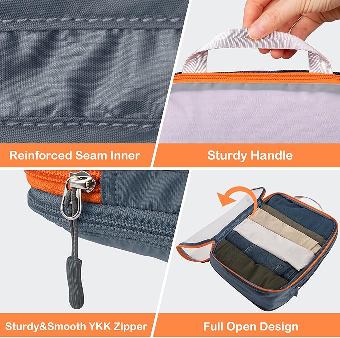 Cipway Compression Packing Cubes, See Through Mesh Luggage Organizer Bags, Travel Essentials for Carry on Suitcase with Laundry Bag and Clear Toiletries Bag（6Pcs,Grey）