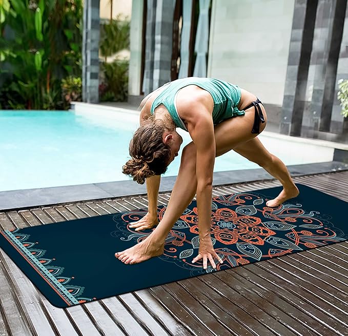 nuveti Yoga Mat Print Extra Thick TPE Non Slip Fitness Exercise Mat with Carrying Bag,72"x24" Extra Thick 6MM Exercise & Workout Mat for Yoga, Pilates Fitness and Floor Exercises