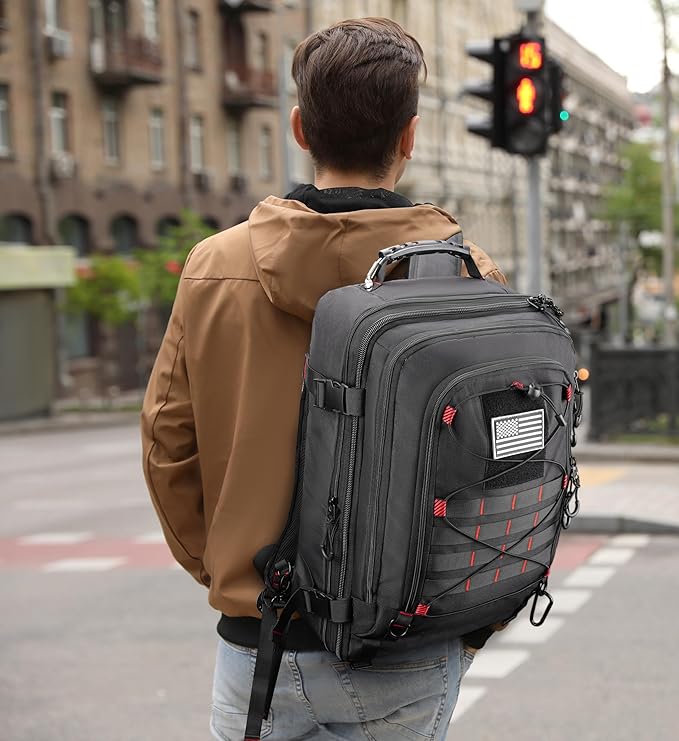 Vancropak Travel Backpack for Men, Extra Large 17.3 inch Laptop Backpacks, Flight Approved Sturdy Carry on Suitcase for Airplanes with 3 Packing Cubes, Expandable 50L Luggage Daypack Duffel Bag, Black