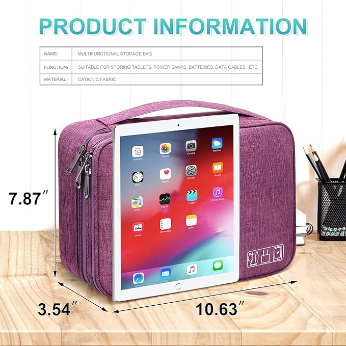 CILLA Electronics Organizer Travel, Travel Cord Organizer Case, Compact Electronics Accessories Bag for Cable, Cord, Charger, Phone