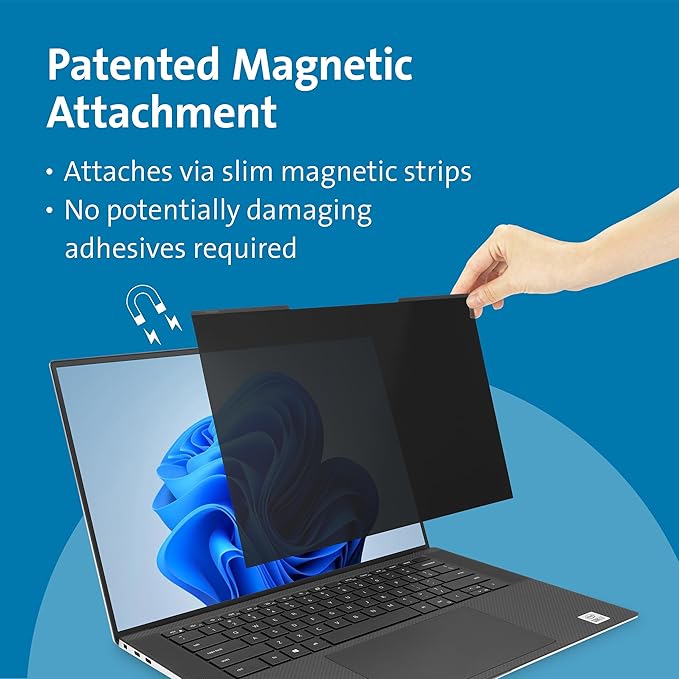 Kensington MagPro™ Magnetic Laptop Privacy Screen 13.3 inch, Removable 16:10 Laptop Privacy Filter, Anti-Glare, Blue Ray Reduction, Compatible with HP/Dell/Acer/Asus/Samsung/Lenovo (K55253WW)