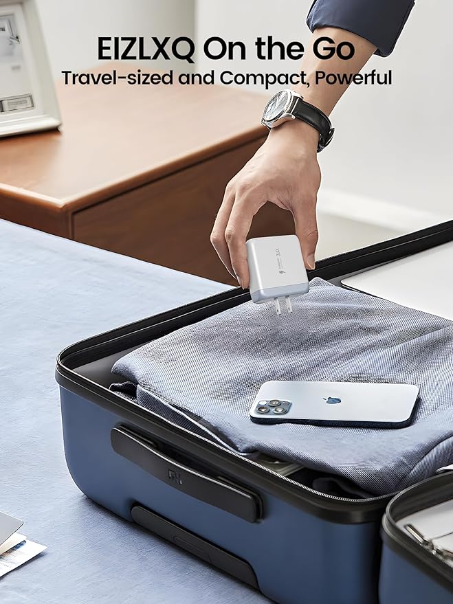 USB C Charger Block,EIZLXQ [2-Pack] Type C Charger Fast Charging,50W 5-Port Usb Wall Charger Multiport Type C Charging Block Cube for iPhone 17/16/15/14/13/12/11 Pro Max XS, iPad, Samsung & More-White