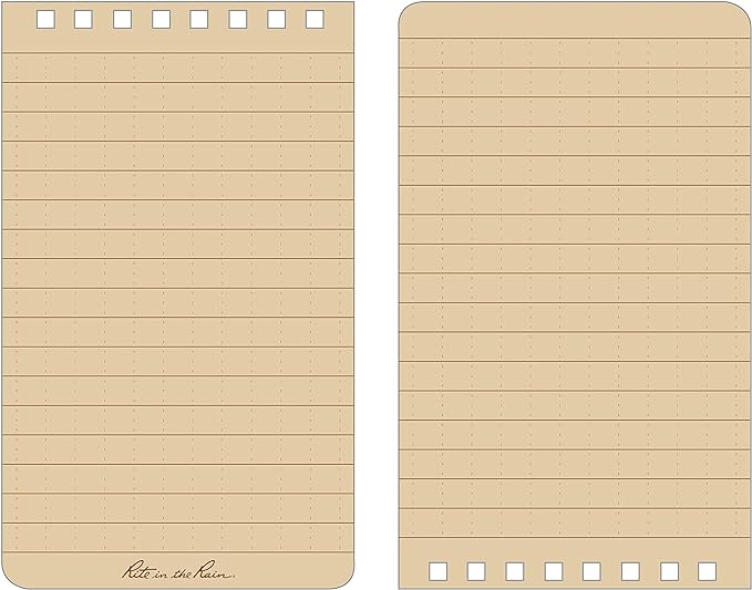 Rite in the Rain Weatherproof Top Spiral Notebooks, 3" x 5", Tan Cover, 3 Pack (No. 935T-3X)