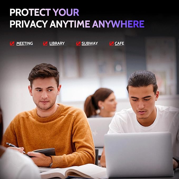 Privacy Screen for MacBook Air 13 Inch (2018-2021, M1) & MacBook Pro 13 In (2016-2022, M1, M2), MagicSuction™ Removable Anti Spy Black Protector, Glare Blue Light Filter for Mac Laptop Computer