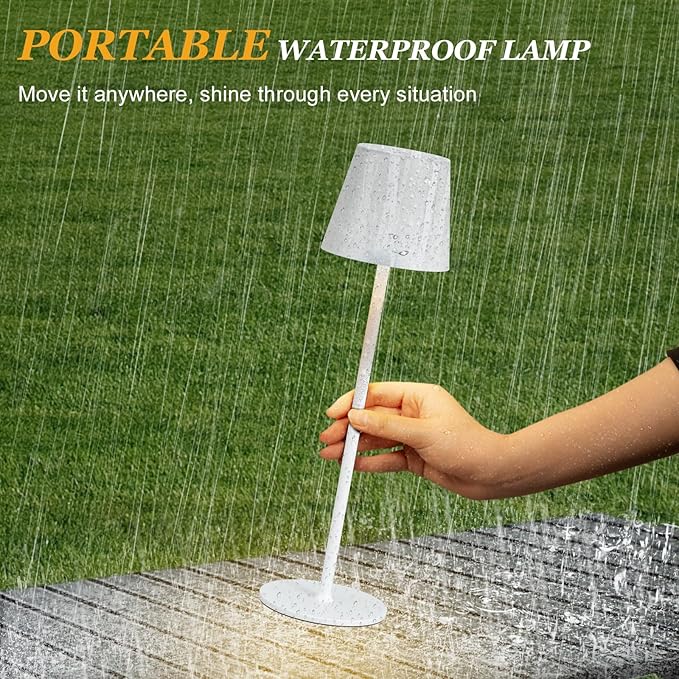 Kakanuo Cordless Table Lamp Rechargeable White - KK 2 Pack 5000mAH Battery Operated Lamp for Table, 3 Color Stepless Dimming Wireless Lamp for Kitchen Counter, Outdoor Patio, Touch Control