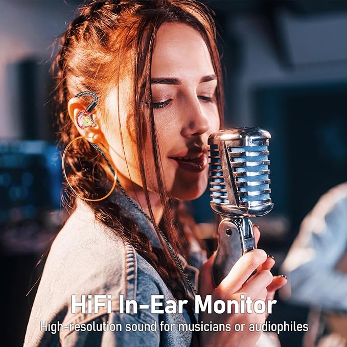 Vibes 202 Wired Earbuds - HiFi in Ear Monitor Headphones – Professional Noise-Isolating Ear Buds - Clear Sound, Deep Bass & Comfort-Fit IEM Earphones - MMCX to 3.5mm, Silver Plated Cord, Carrying Case