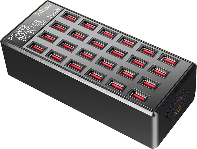 100w 24(20A) Port, USB Fast Charging Station,Travel Desktop USB Rapid Charger,Multi Ports Charging Station Organizer Compatible with Smartphones,Tables,and More Devices