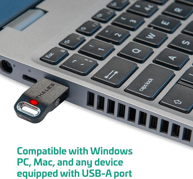Thales - SafeNet eToken FIDO - FIDO2 Certified Security Key - Passwordless Phishing-Resistant Authentication for Web Apps, Devices & Desktops - USB-A