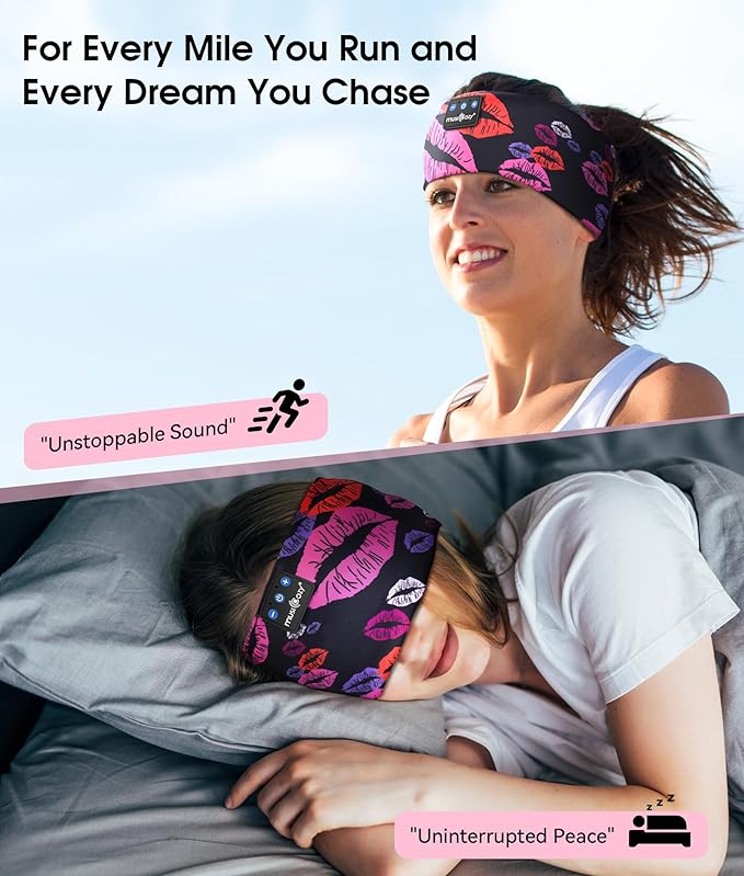 MUSICOZY Sleep Headphones Bluetooth 5.4 Headband, Wireless Earphones Music Sleep Earbuds Sleeping Eye Mask with HD Stereo Speakers for Workout Running Travel Yoga, Ideal Gifts for Women Men