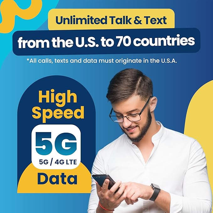 H2O Wireless 90-Day USA eSIM, Prepaid eSIM Card with 10GB High-Speed 4G LTE/5G Data & 5GB Mobile Hotspot, Unlimited Data, Talk & Text to 70+ Countries, US Mobile SIM Card for Cell Phones