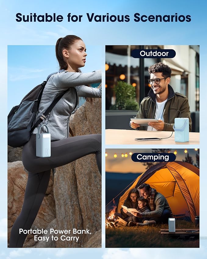 Portable Charger 80000mAh Power Bank, 22.5W Fast Charging USB C Battery Pack, 3 Outputs, LED Display & LED Light, External Huge Capacity Cell Phone Battery Bank for iPhone, Samsung, iPad, Travel