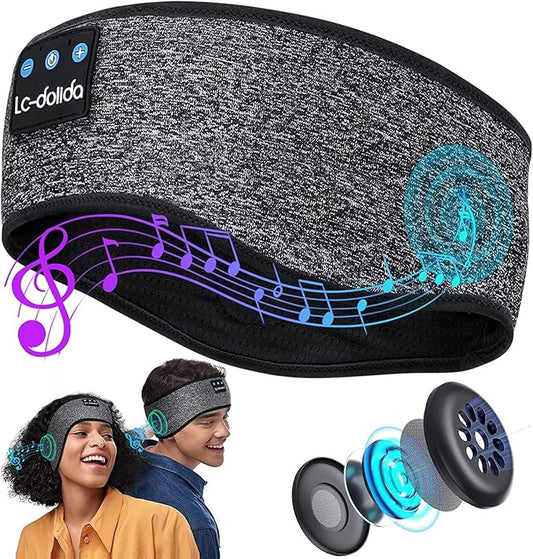 LC-dolida Sleep Headphones Wireless Bluetooth Headband Headphones for Sleeping Music Band Cozy Sleep Mask with Thin HD Stereo Speakers Perfect for Side Sleepers, Sport,Travel Best Gifts for Men Women