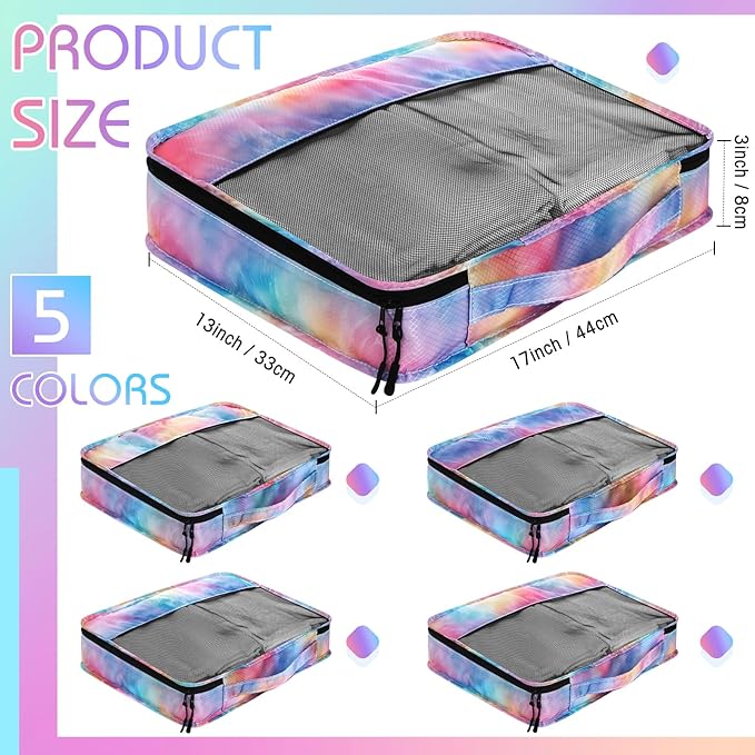 5 Pcs Packing Cubes for Suitcase Large Travel Cubes Carry on Luggage Organizer Bags for Clothes Accessories(L,Watercolor)