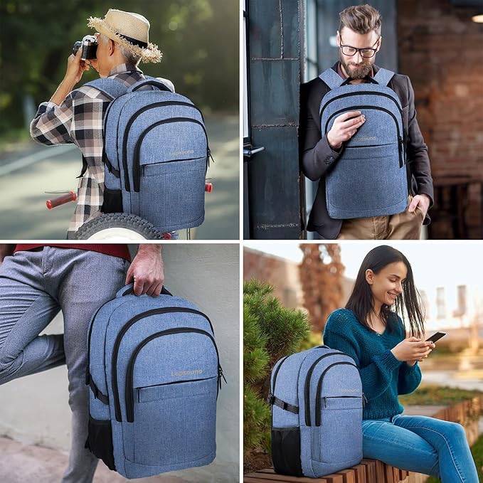 Lapsouno Travel Laptop Backpack, Travel Backpack, TSA Laptop Backpack, 15.6 inch Bag with USB Port, TSA Friendly Water Resistant College School Business Computer Bag Backpack Men Women, Blue