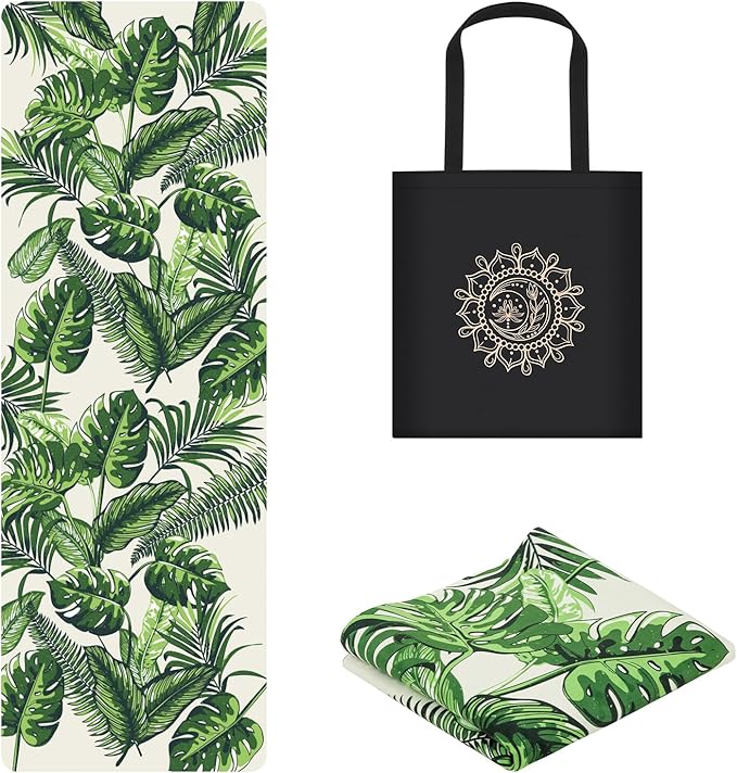 Travel Yoga Mat, Non-slip Foldable Travel Fitness Mat With Carry Bag for Yoga, Exercise, Pilates, 1.5mm Thick Lightweight Exercise Yoga Mat for Women