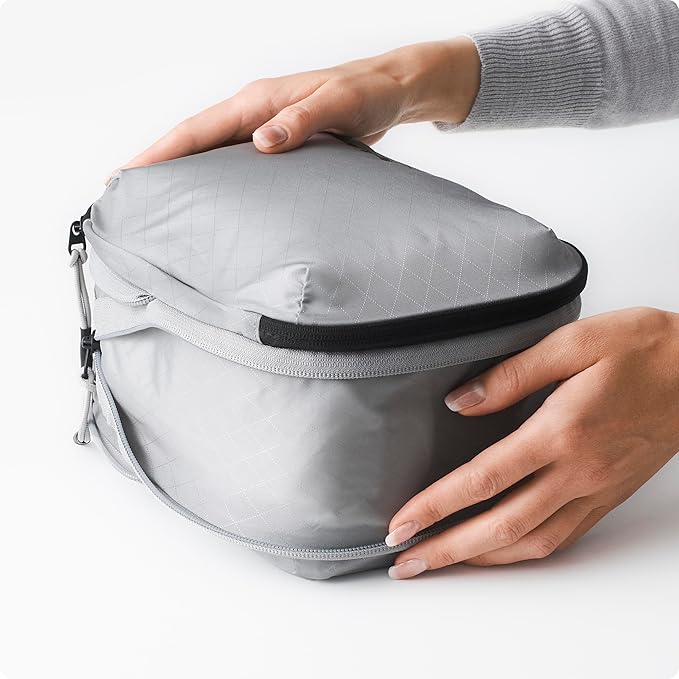 Aerotrunk Ultralight Compression Packing Cubes - Lightweight Travel Organizers for Suitcases and Luggage (3-Pack, Light Grey)