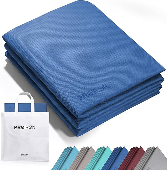PROIRON Foldable Yoga Mat 0.24"/0.16" for Home Workout & Travel, Non Slip Travel Yoga Mats with Carry Bag, Packable Yoga Mat for Home Gym, Pilates, Fitness,Stretching