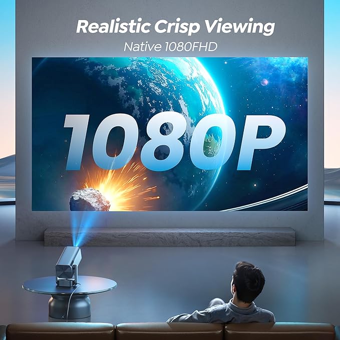 Mini Projector with WiFi and Bluetooth, [600ANSI/Electric Focus] Native 1080P 4K Portable-Outdoor-Movie Projector, 270°Adjustable Stand/Auto Keystone, TOPTRO Smart Proyector for Phone/TV Stick