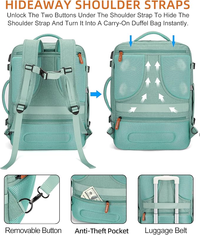 Travel Laptop Backpack,42L Carry on Luggage, Flight Approved Expandable Backpack,Business Anti Theft Weekender Bags for Women Men, Water Resistant Expandable Backpacks With 4 Packing Cubes