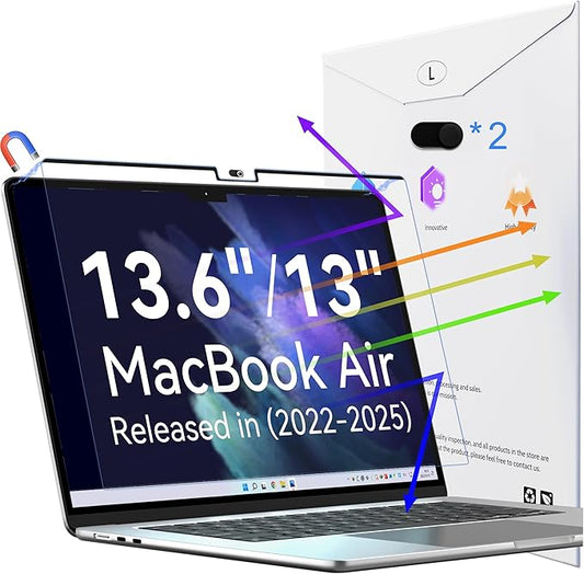 Magnetic Anti Blue Light Screen Protector for MacBook Air 13.6/13 Inch (2022-2025, M2, M3, M4), Removable Glare Filter for 13" Mac Laptop Computer