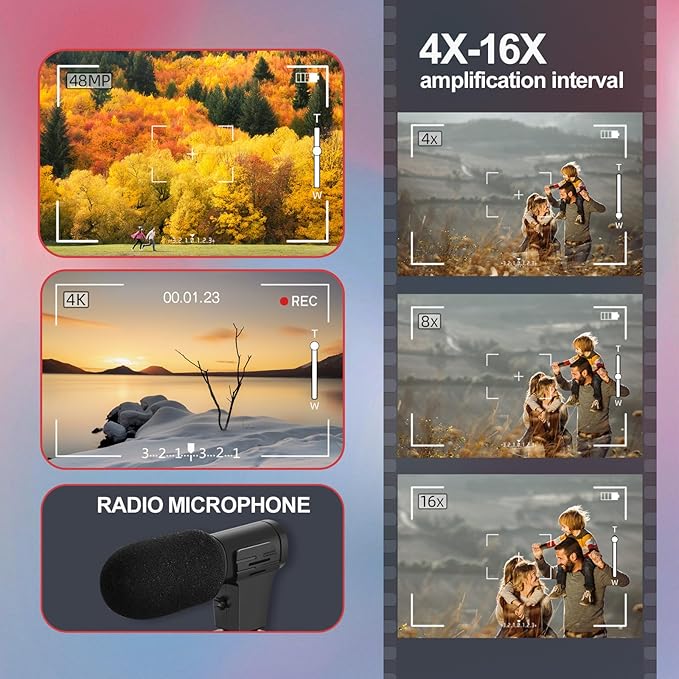 TURE 4K Digital Cameras for Photography, 48MP Vlogging Camera for YouTube with Microphone, WiFi and Tripod Grip, Video Camera with Wide-Angle&Macro Lens, Content Creator Kit & Travel Camera