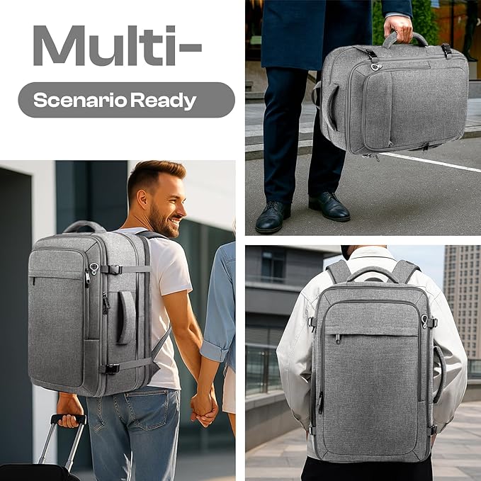 50L Travel Laptop Backpack, Extra Large Backpack, Laptop Backpack for Men, Water Resistant TSA Airline Approved Business Work 17.3 Computer Bag, Grey