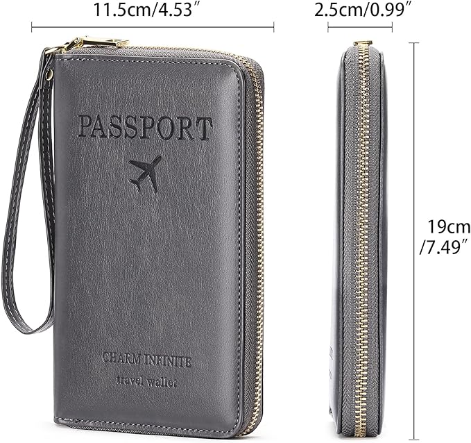 Leather RFID Blocking Passport Holder Travel Wallet, Passport Cover/Travel Wallet for Women/Men with
