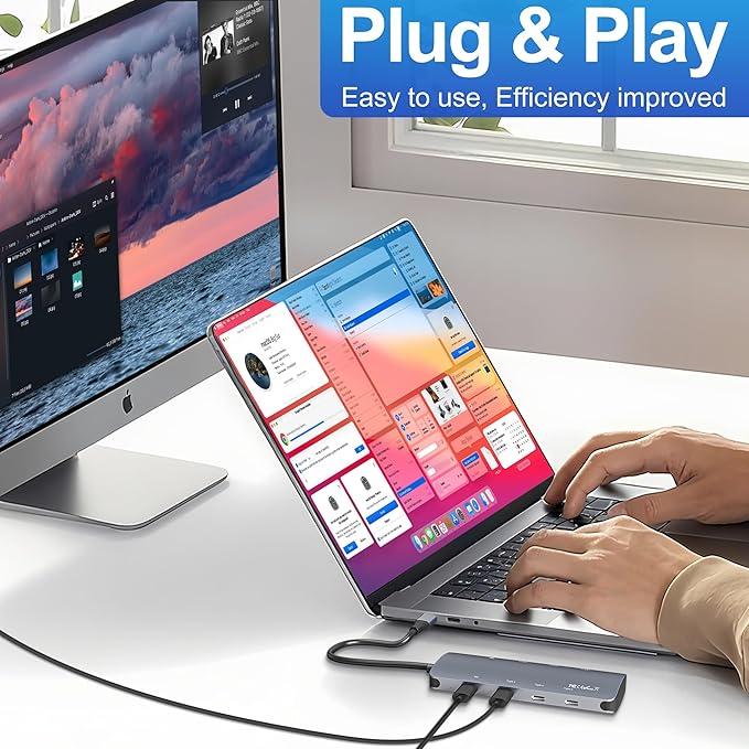 USB C Hub 10Gbps, USB C Splitter with 4K@60Hz Video Output, 100W Power Delivery Charging, Data Transfer, USB4 Hub Multiport Adapter for MacBook Pro/Air, iPad Pro, Mac mini and More Type C Devices