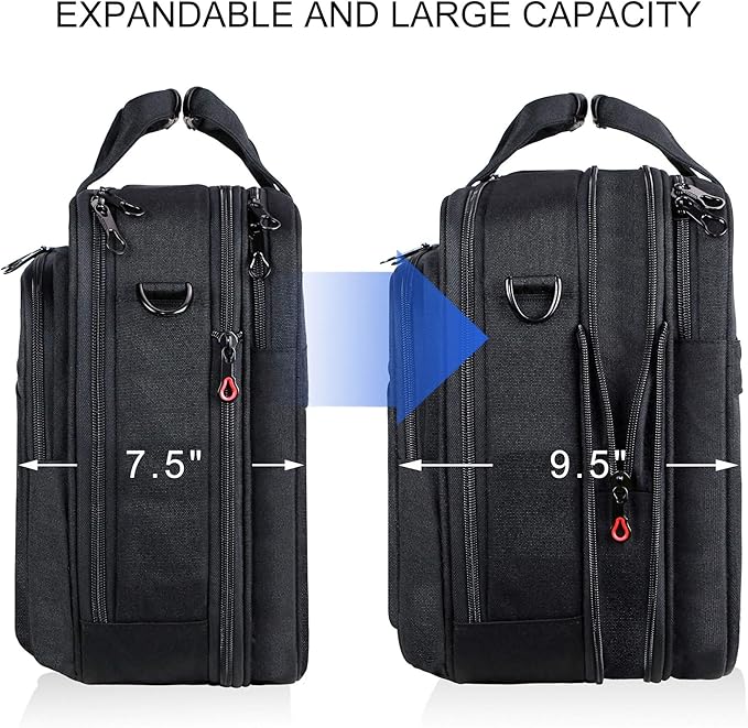 KROSER Laptop Bag Expandable Laptop Briefcase Fits Up to 17.3 Inch Laptop Water-Repellent Shoulder Messenger Bag Computer Bag for Travel/Business/Men/Women-Black