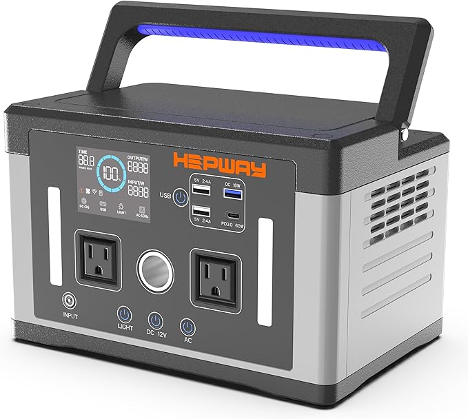 Portable Power Station 700W,577Wh Solar Generator Surge 1000W Pure Sine Wave 120V AC DC Outlets,Battery Powered Generator Home Backup Battery for CPAP,Home Emergencies,Camping,RVs,Blackout