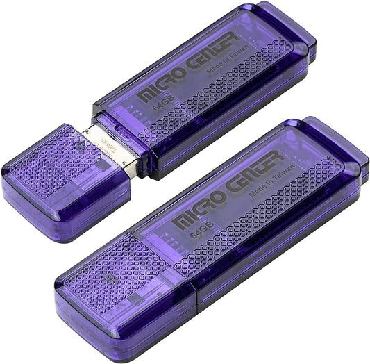 INLAND Micro Center Super Speed 64GB 2-Pack Ultra Flash Drive USB 3.0/USB 3.1 Gen1 Memory Stick with Keychain Thumb Drive Photo Stick Jump Drive